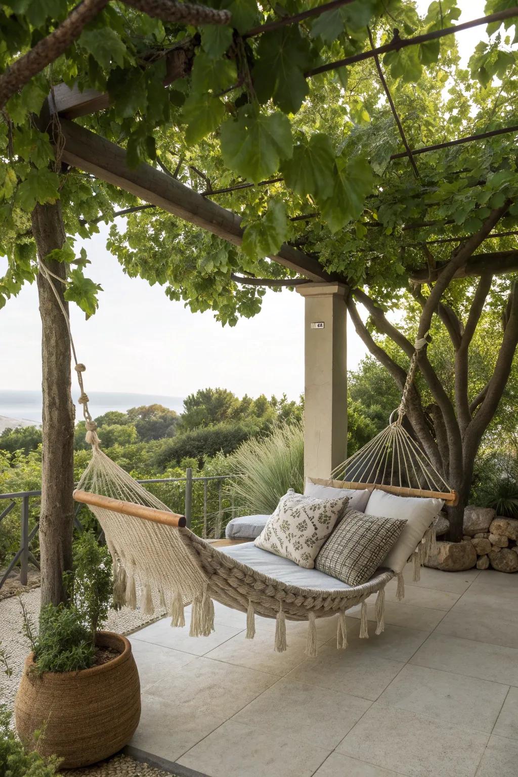 Swing into relaxation with a stylish hammock.