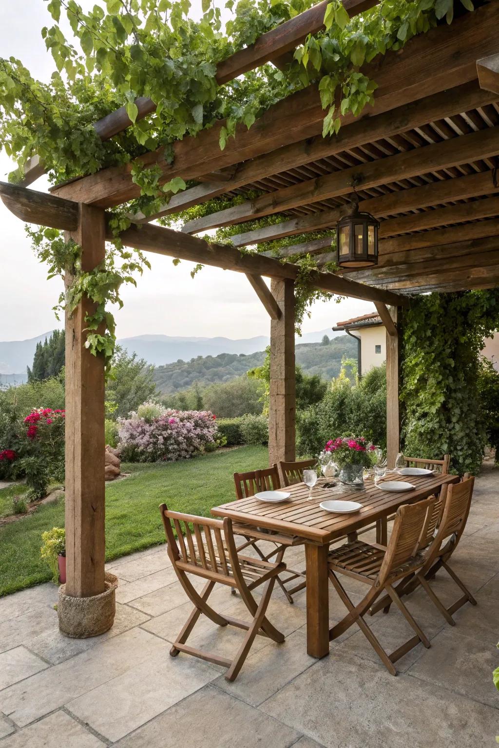Shade structures enhance comfort and style on sunny patios.