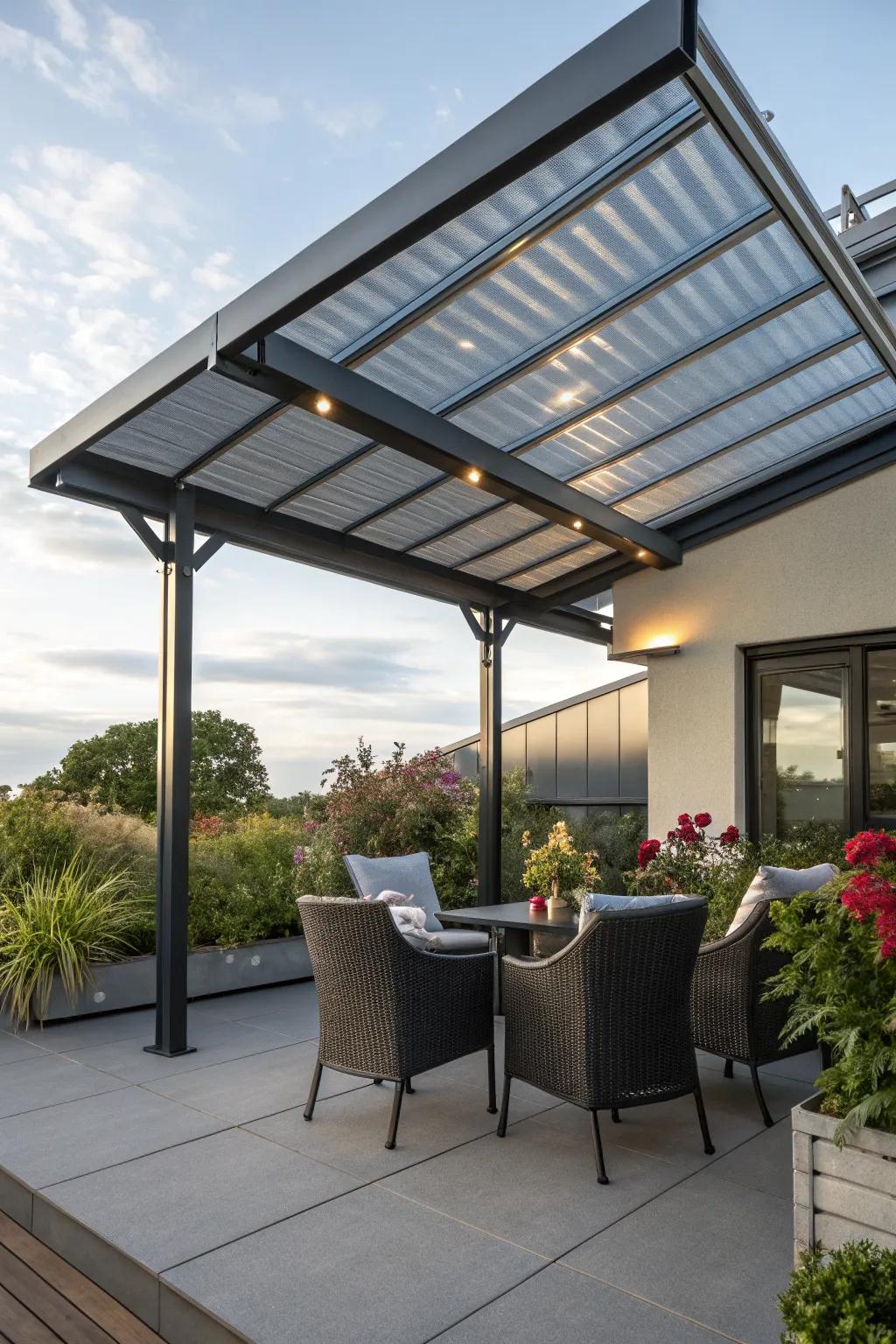 Metal roofing panels offer durability and a sleek, modern appeal.