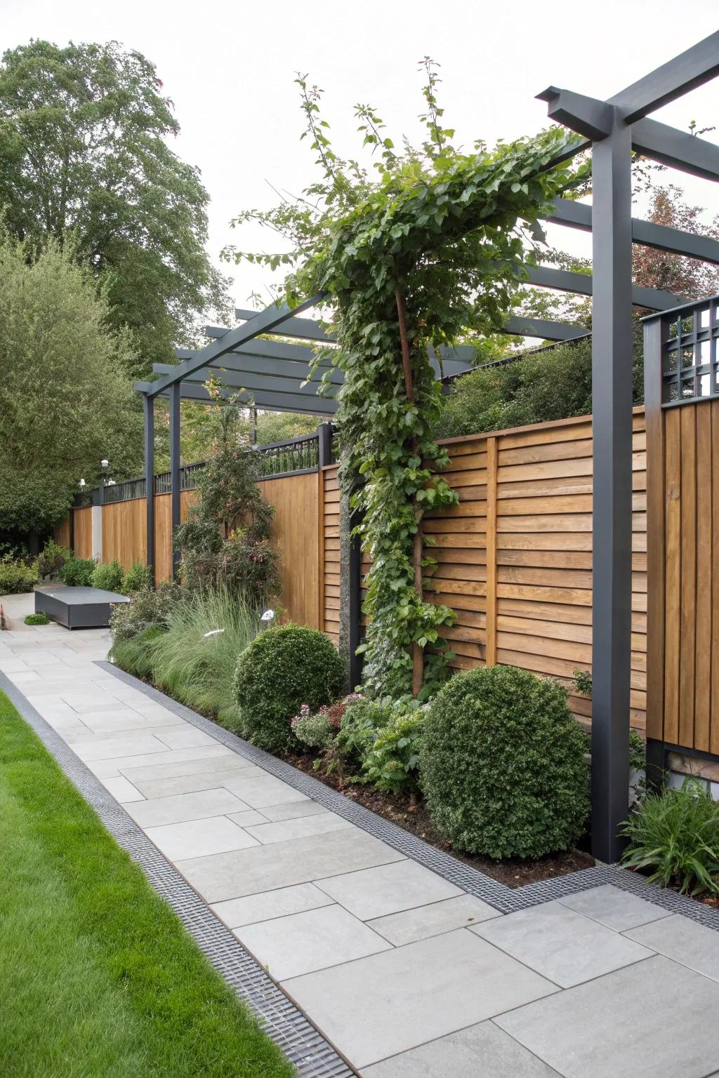 Create a unique look with a mix of materials for your pergola fence.