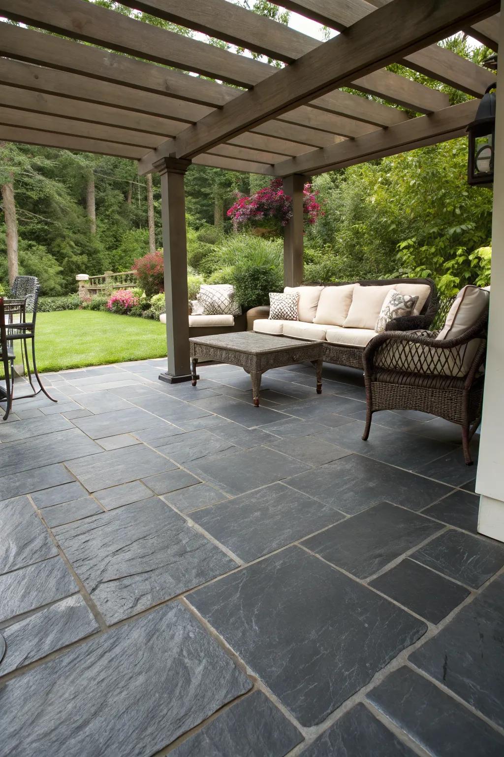 Slate tiles offer a sophisticated and durable option for flooring.