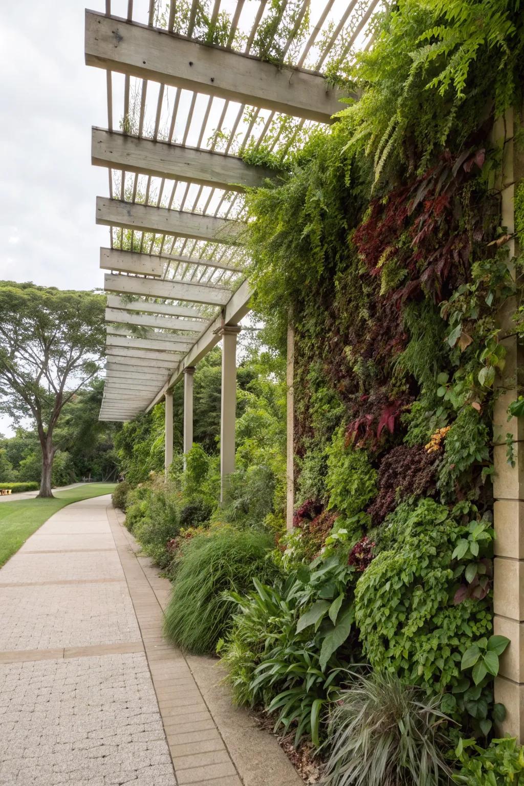 Living walls offer eco-friendly privacy and enhance air quality.