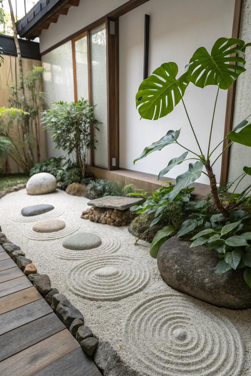 Add tranquility to your Zen garden with philodendrons.