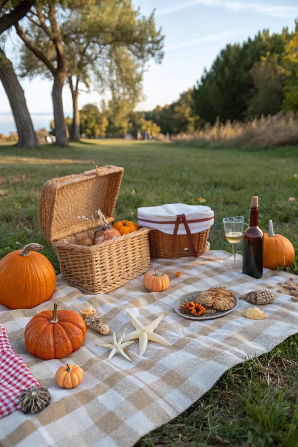 Seasonal touches adding relevance and charm to the picnic.