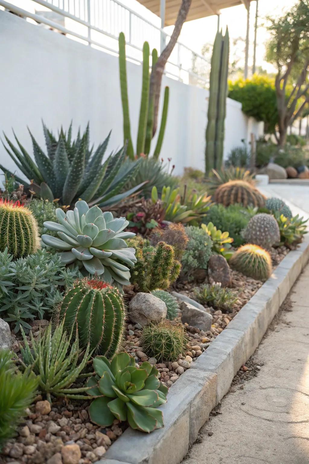 A succulent garden boasting unique shapes and textures.