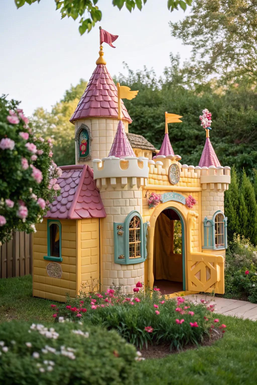 Fairy tale themes turn playhouses into magical castles.