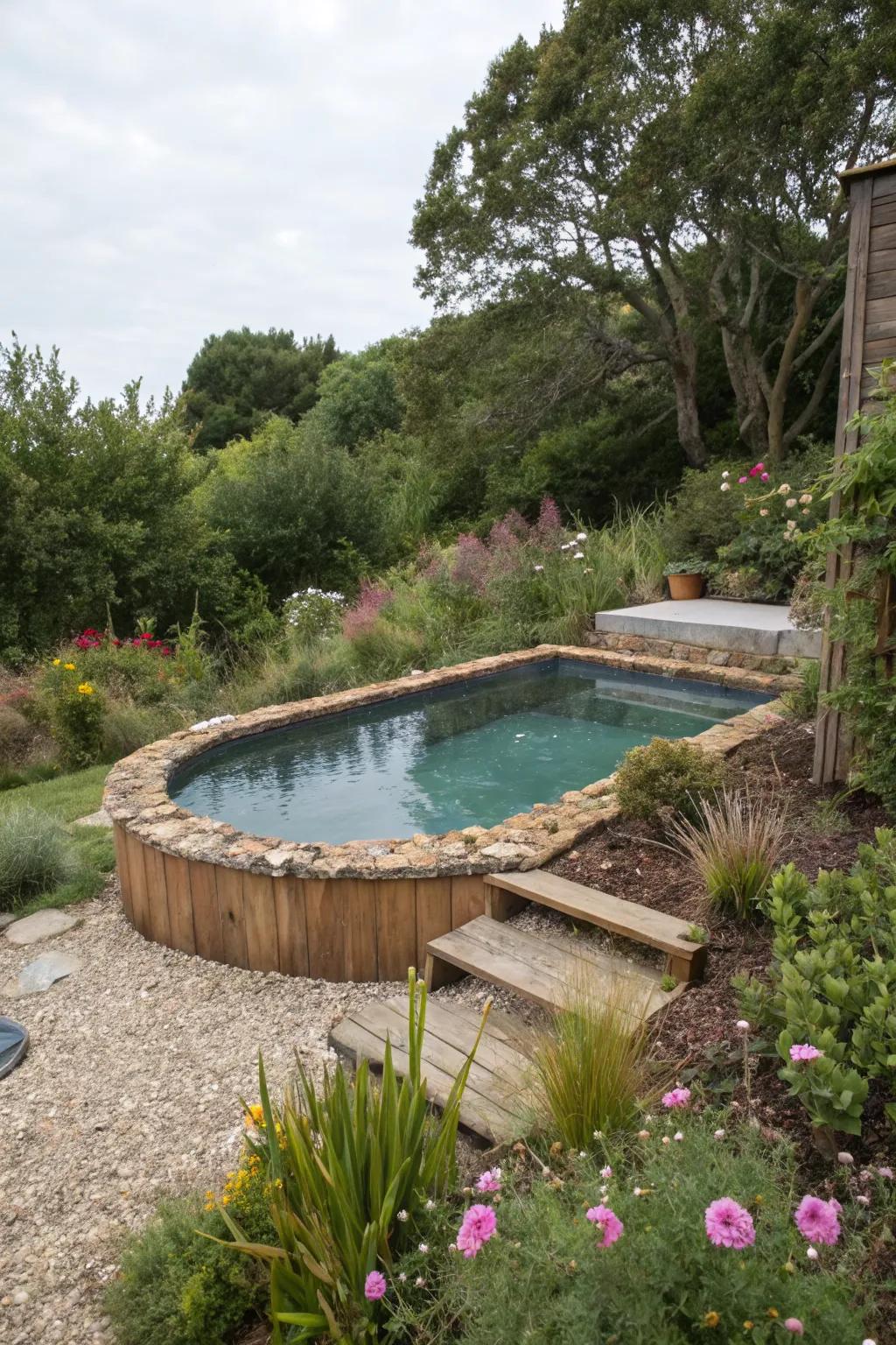 An eco-conscious plunge pool design with native flora.