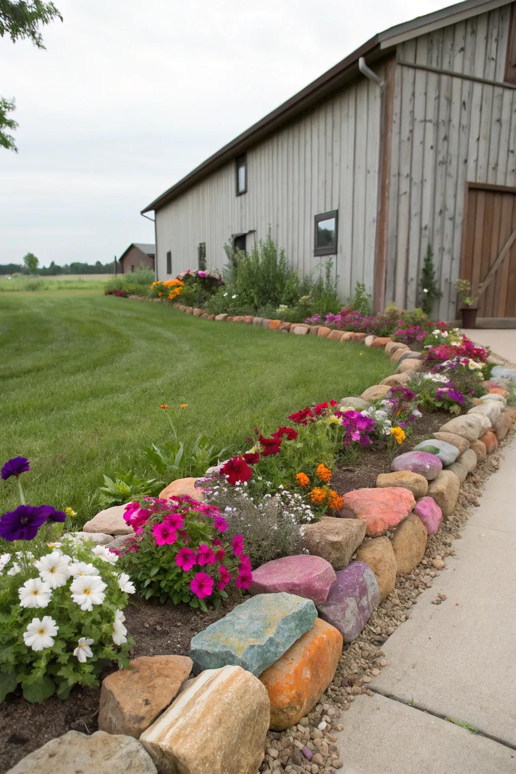 Colorful edging enhances the definition and appeal of the landscape.