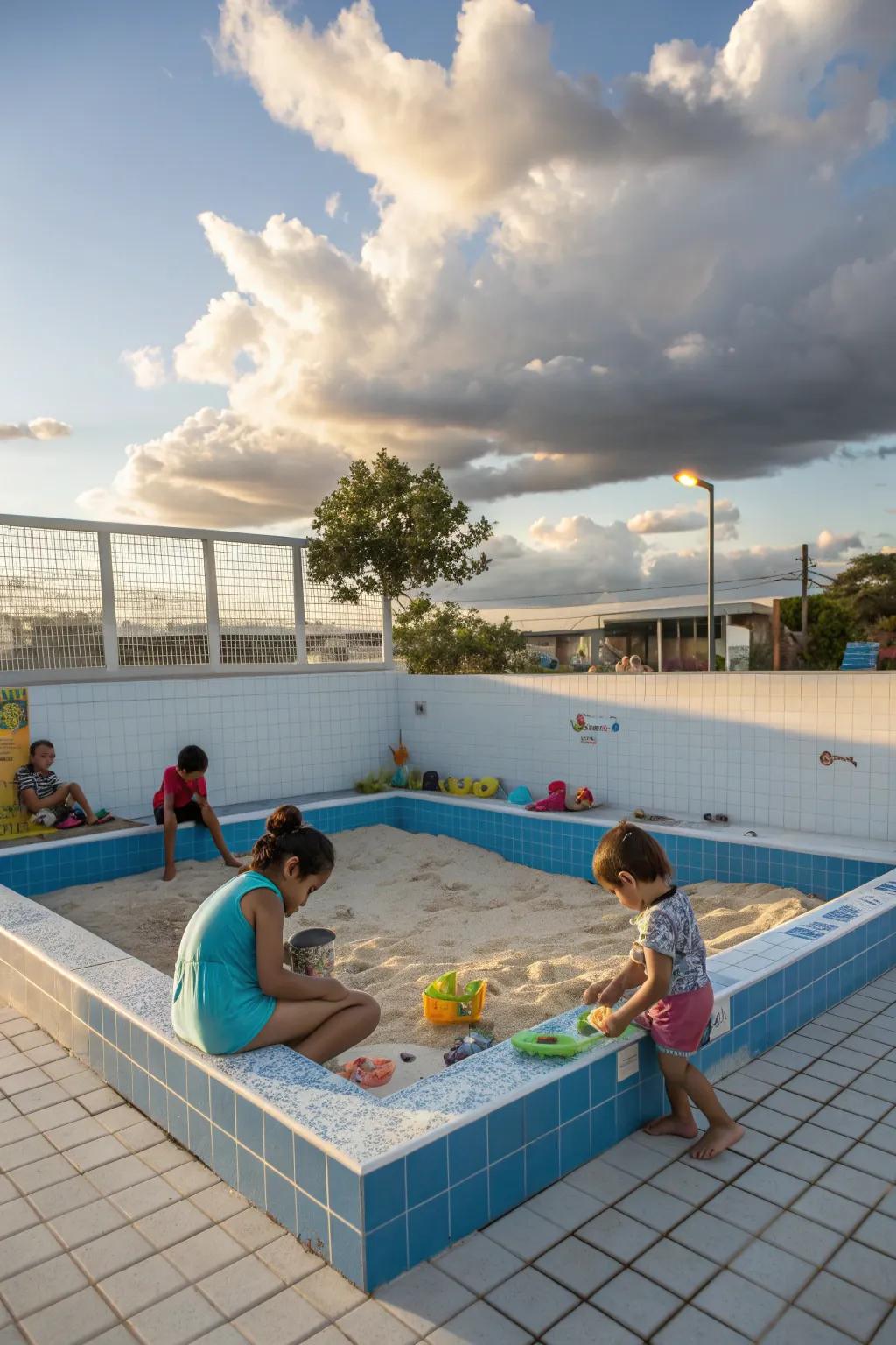 A fun play area for kids in a reimagined pool.