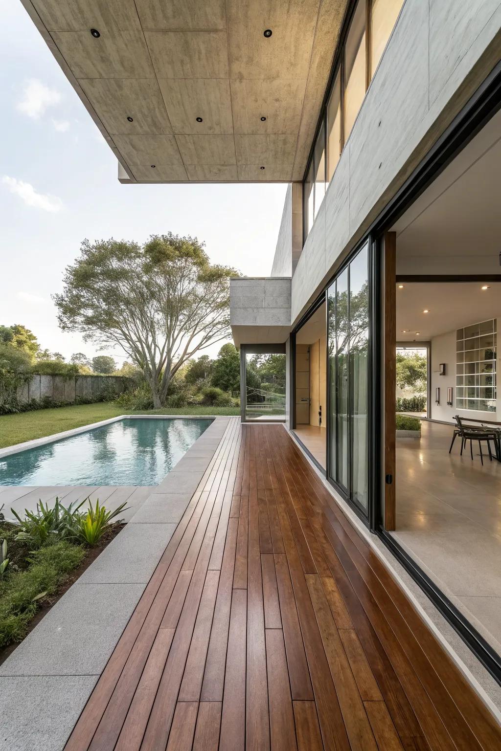 Seamless transitions create a cohesive indoor-outdoor flow.
