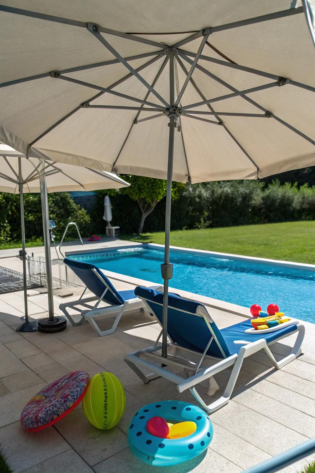 Movable umbrellas offer flexible and portable shade options.