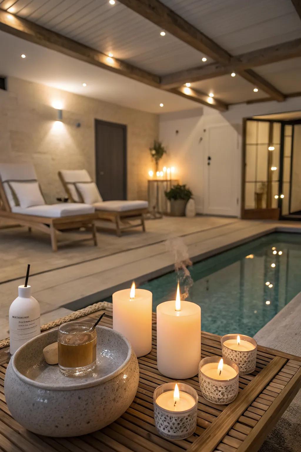 Aromatic elements create a soothing and inviting environment.