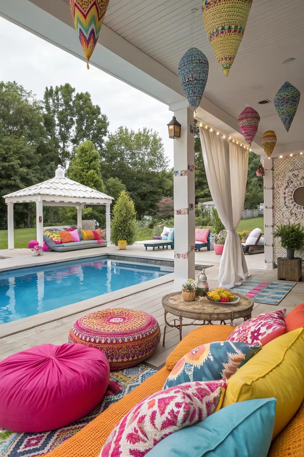 Bright accents add energy and vibrancy to the decor.