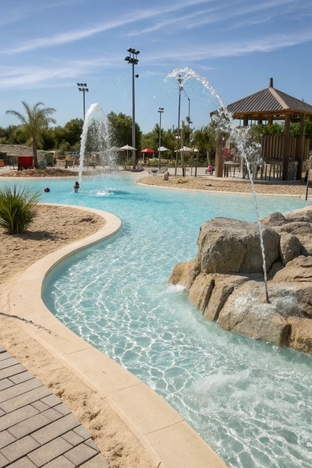 A family-friendly pool with a safe, shallow entry and fun water features.