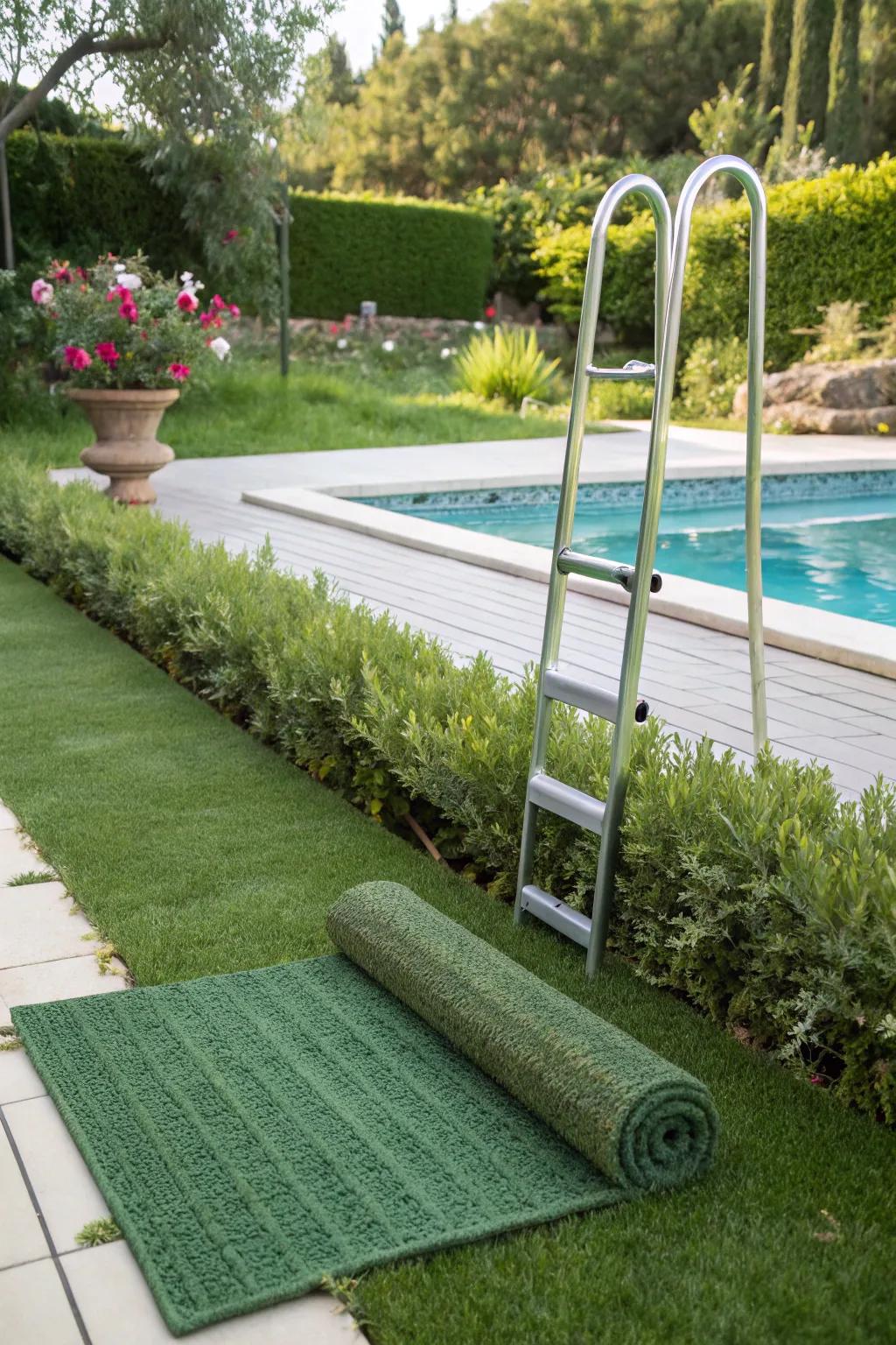 Bring a touch of green with grass-effect mats for a natural look.