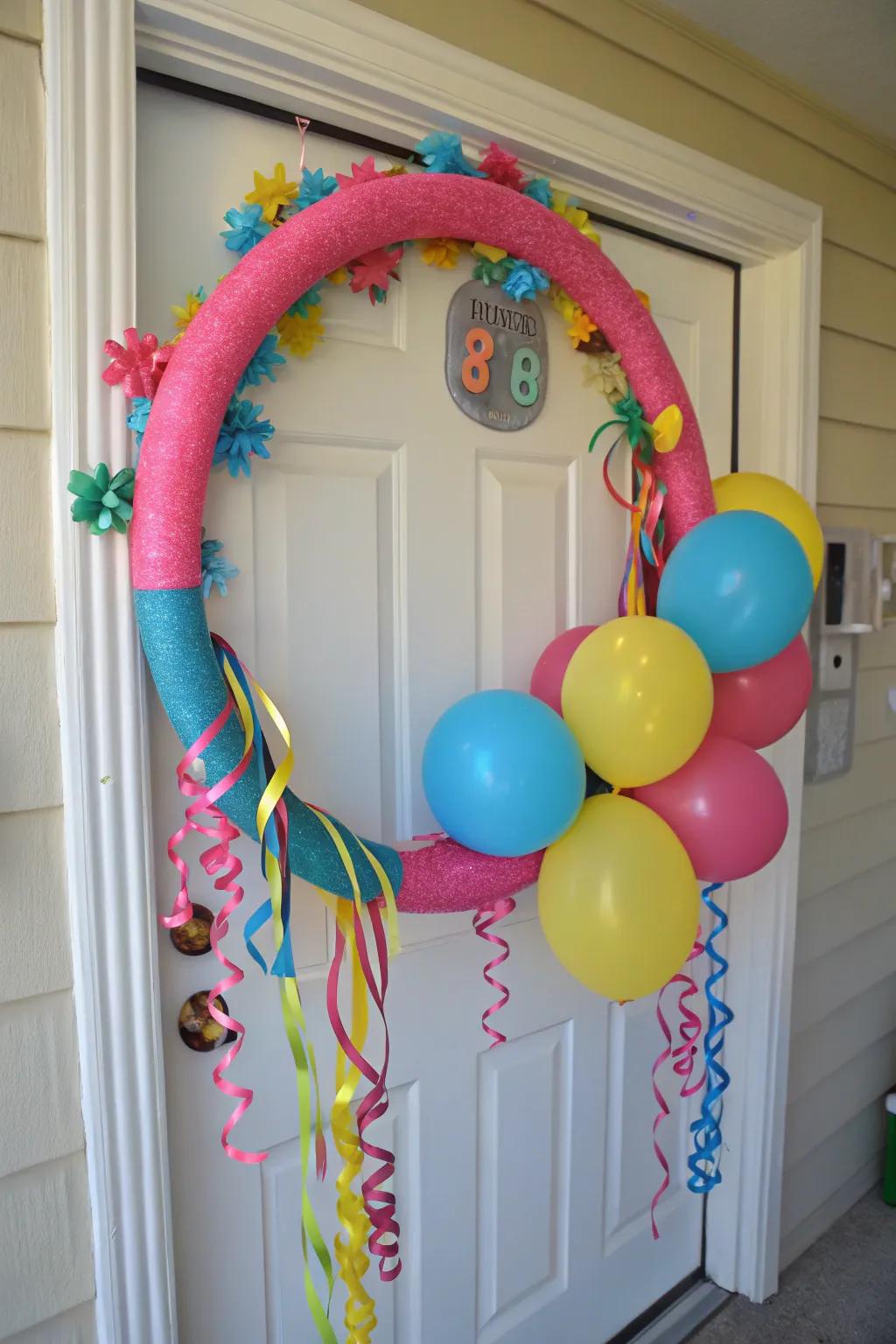 A festive birthday wreath that brings joy to the celebration.