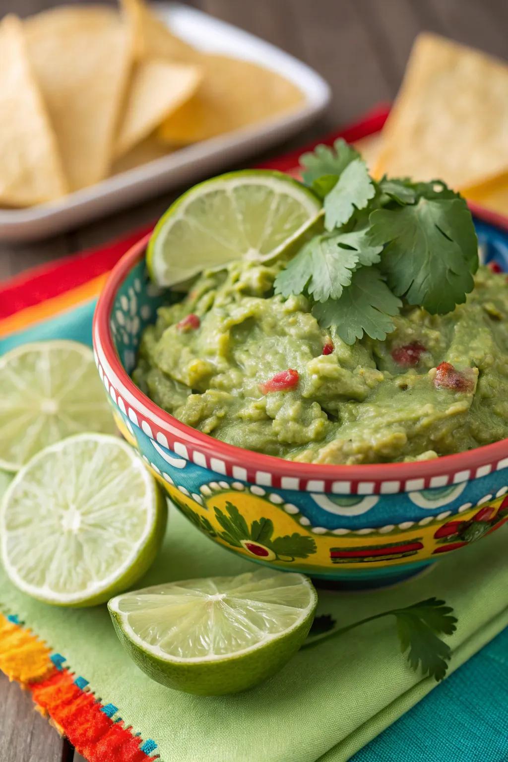 Tangy and refreshing zesty lime guacamole.