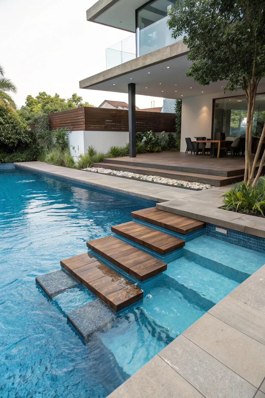 Make a statement with floating pool steps.