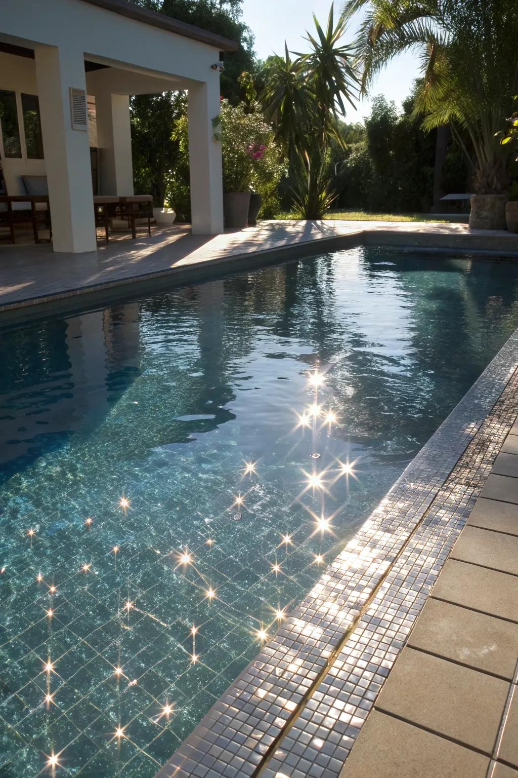 Pool with glittering glass tiles.