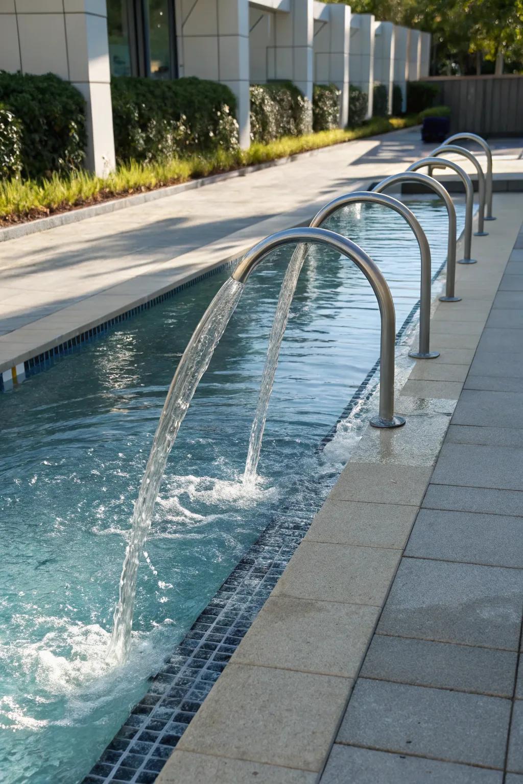 Scuppers offer an elegant, controlled water flow.