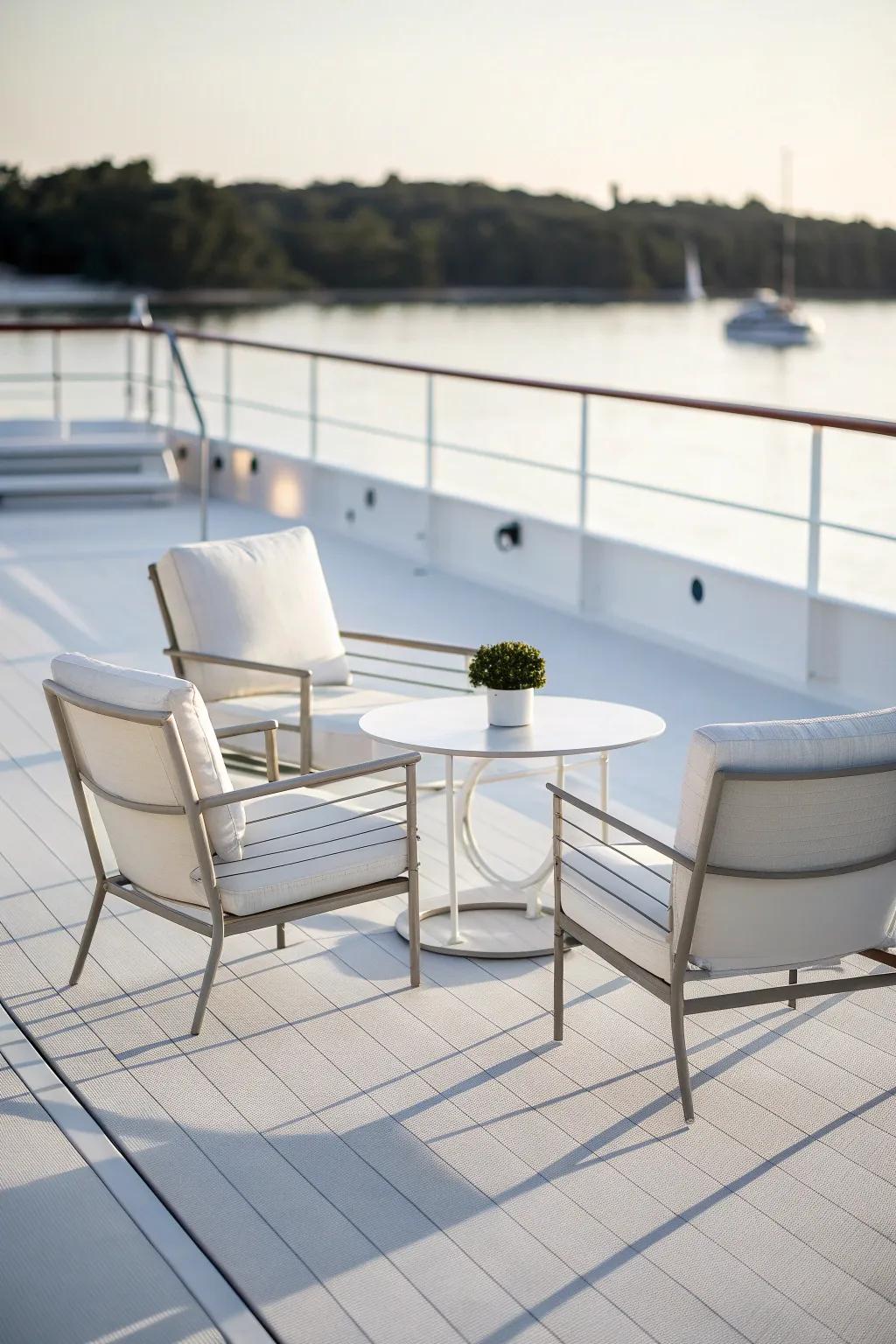 White decks bring a clean, minimalist touch to outdoor areas.