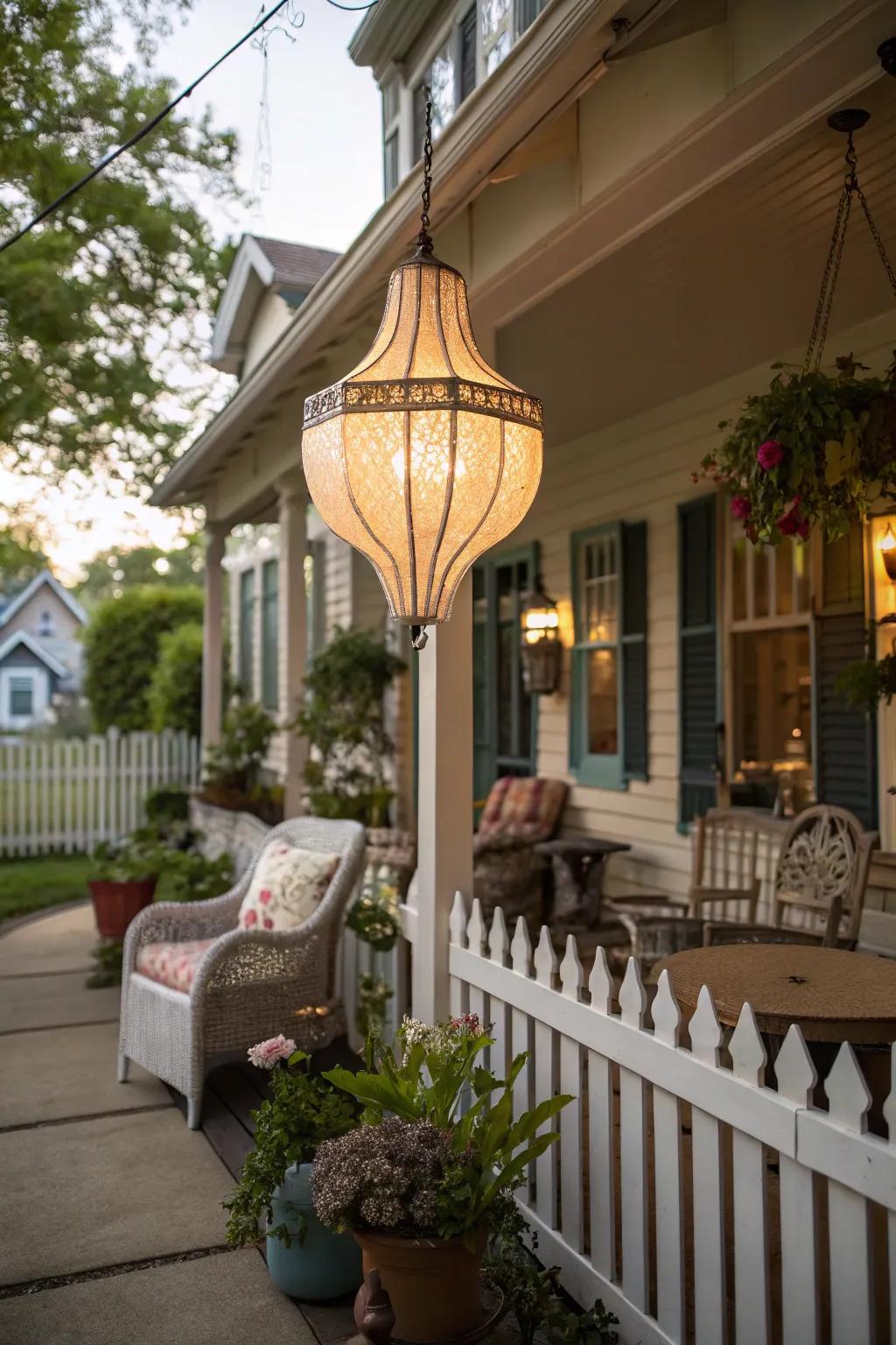 Pendant lights add a whimsical focal point.