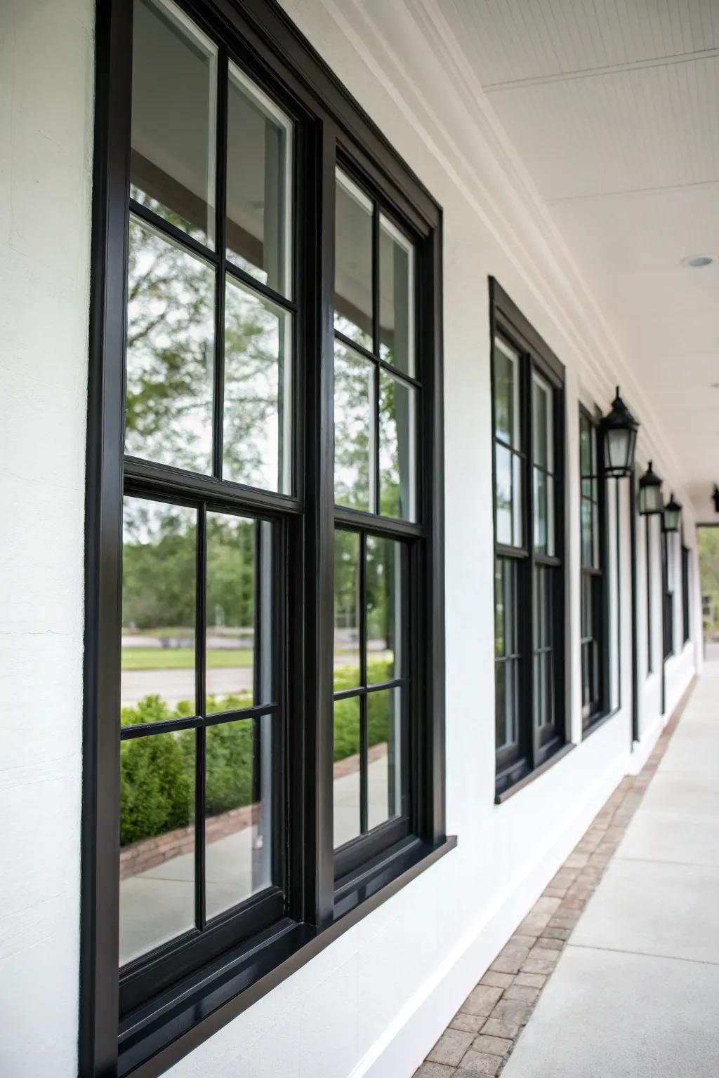 Black-framed windows for a modern look.