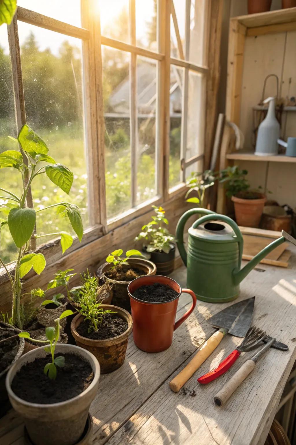 A sunlit window garden fosters healthy plant growth indoors.