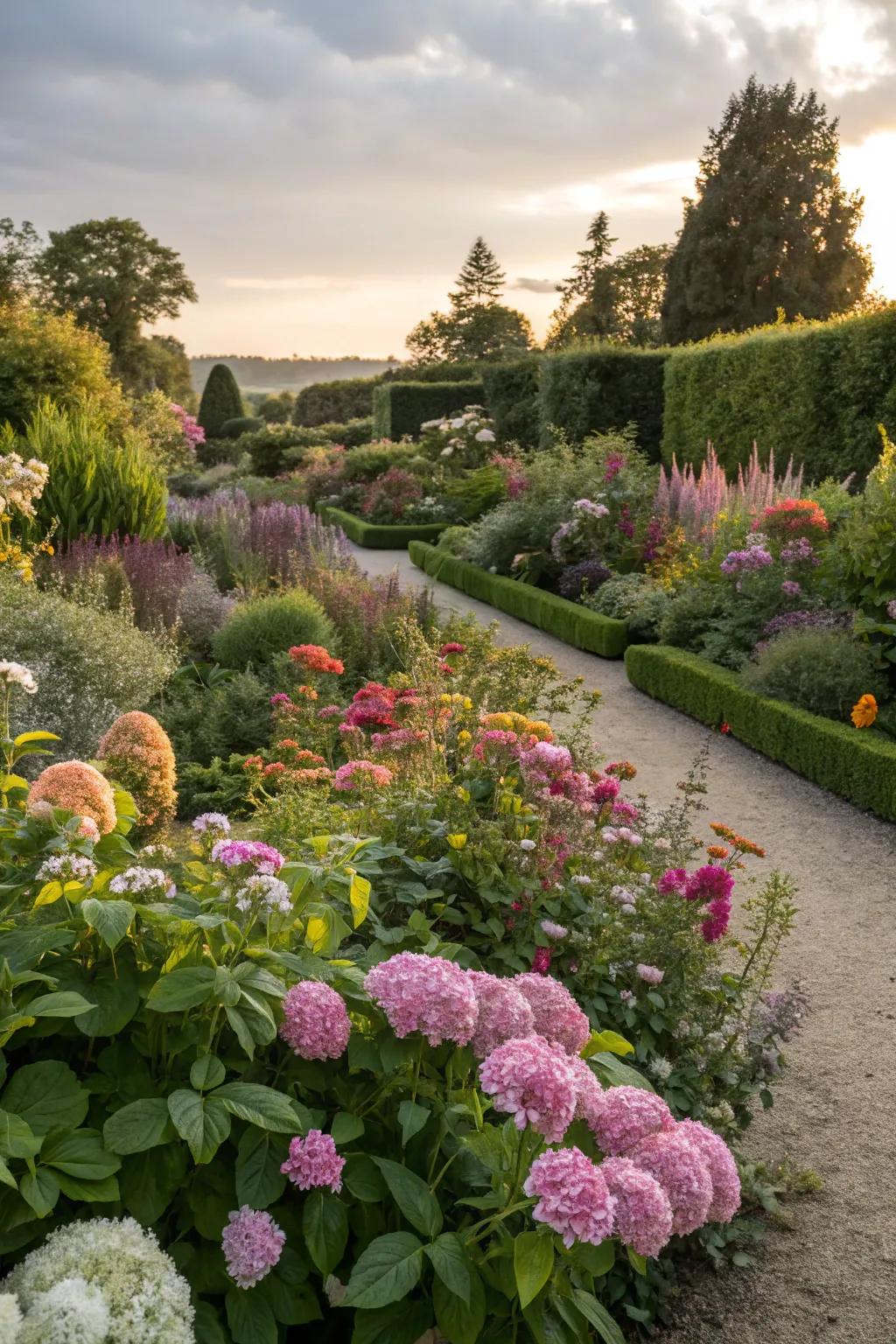 A garden showcasing a variety of seasonal plants, each adding unique beauty.