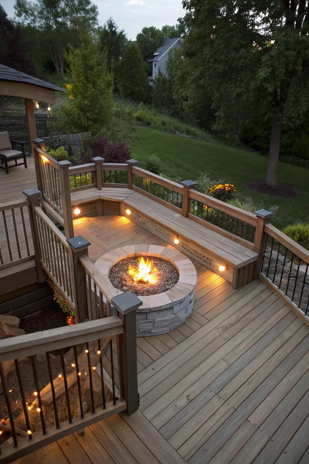 Relax with built-in seating railings.