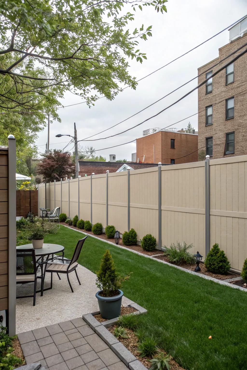 Soundproof panels ensuring a peaceful garden retreat.