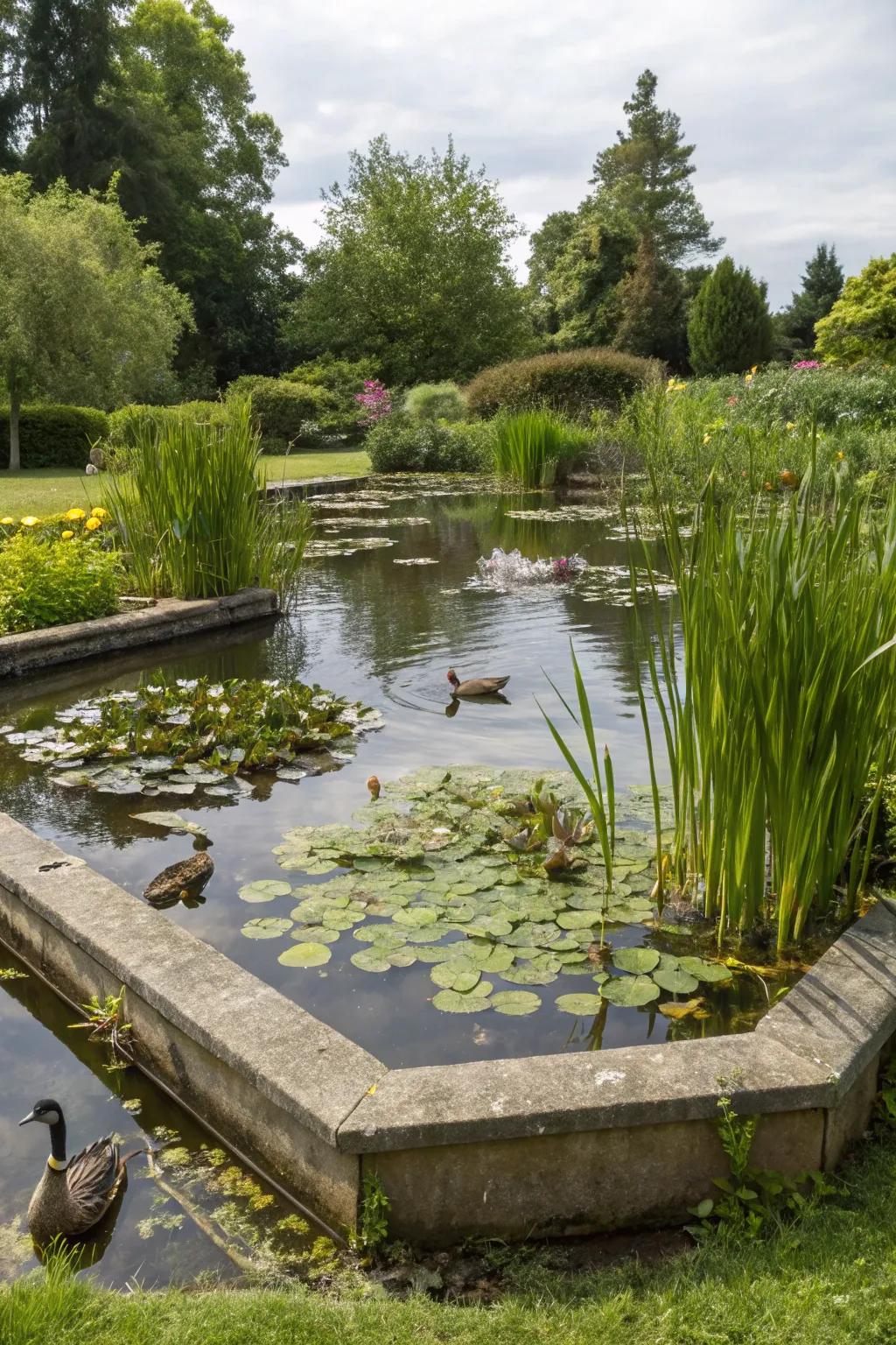 A pond that's a haven for wildlife.