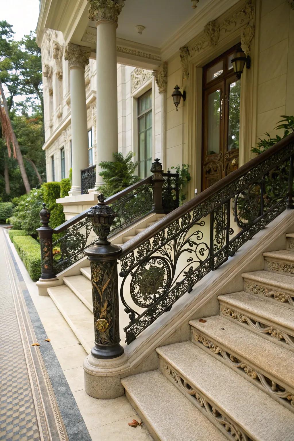 Ornate handrails add a touch of luxury.