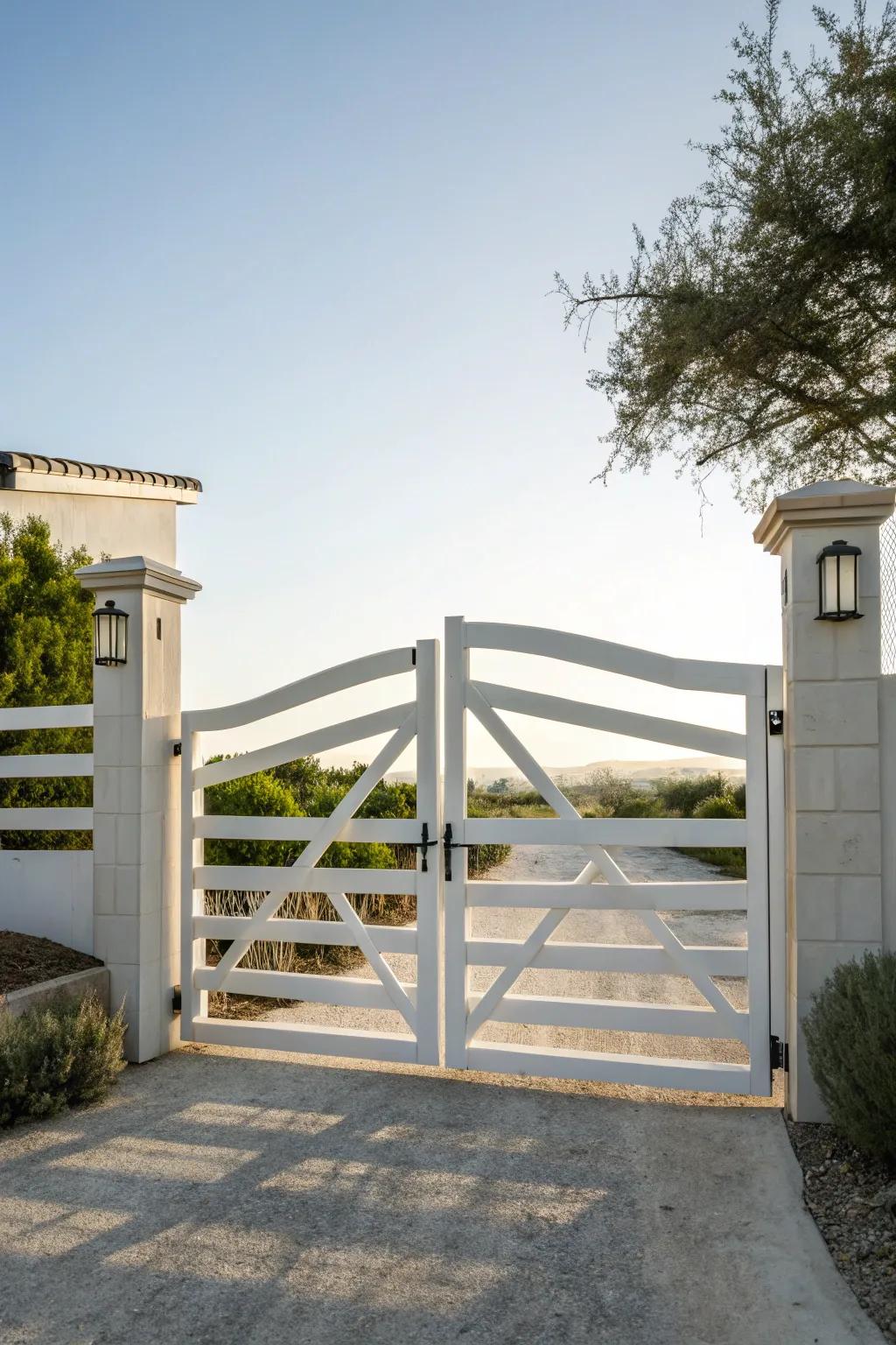 A modern minimalistic ranch gate.