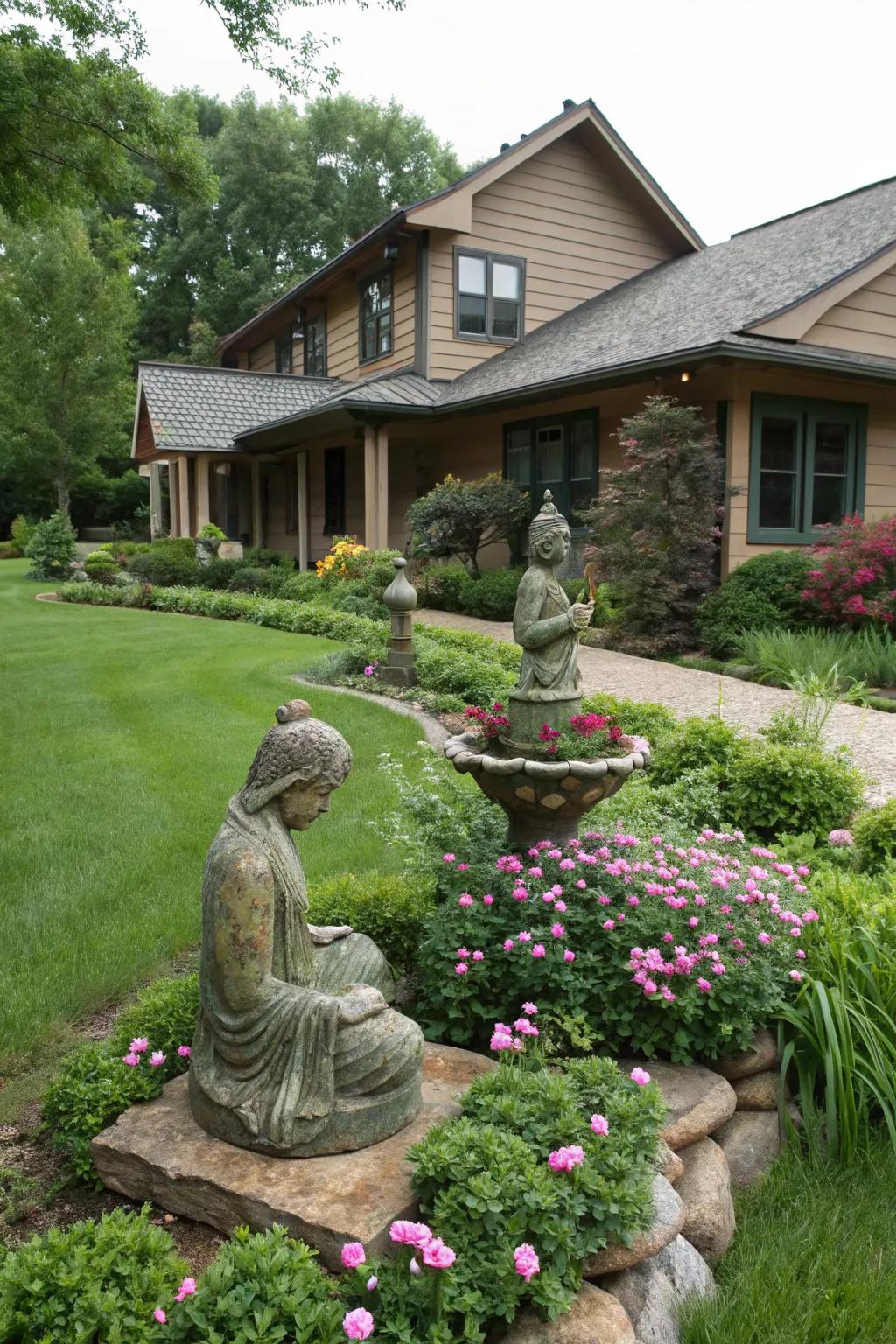 Artistic sculptures add a personal and unique touch to your garden.