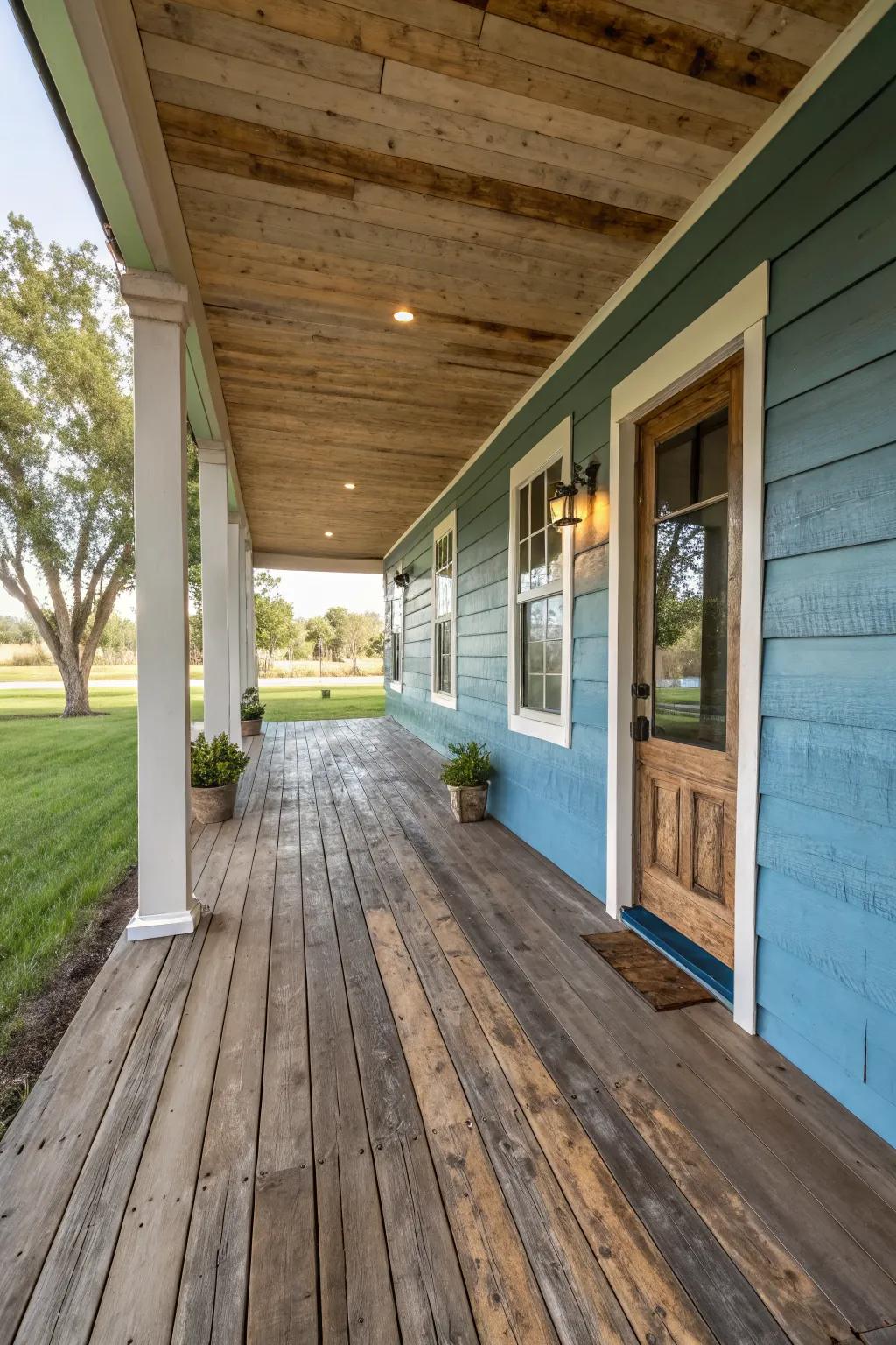 Reclaimed materials bring rustic charm to this porch.