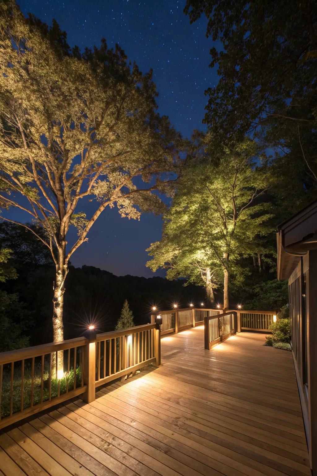 Merge nature and design with tree up-lighting.
