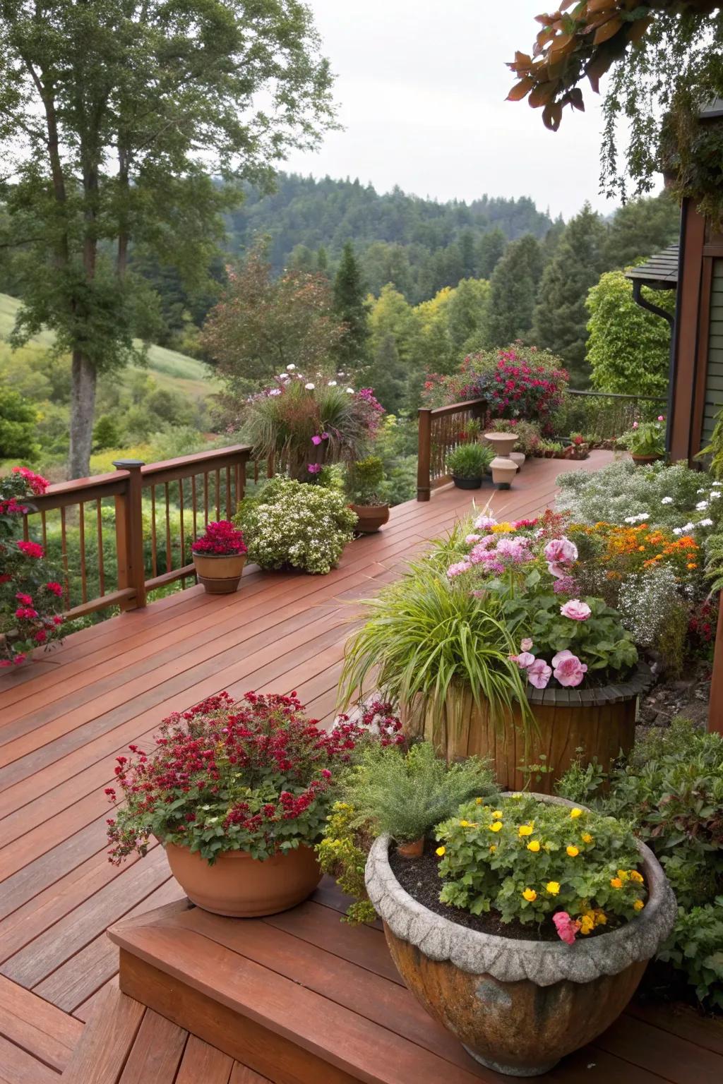 Add color and life with vibrant planters.