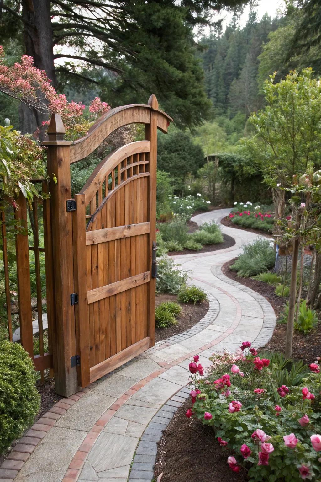 Curved planks add a whimsical touch to any gate.