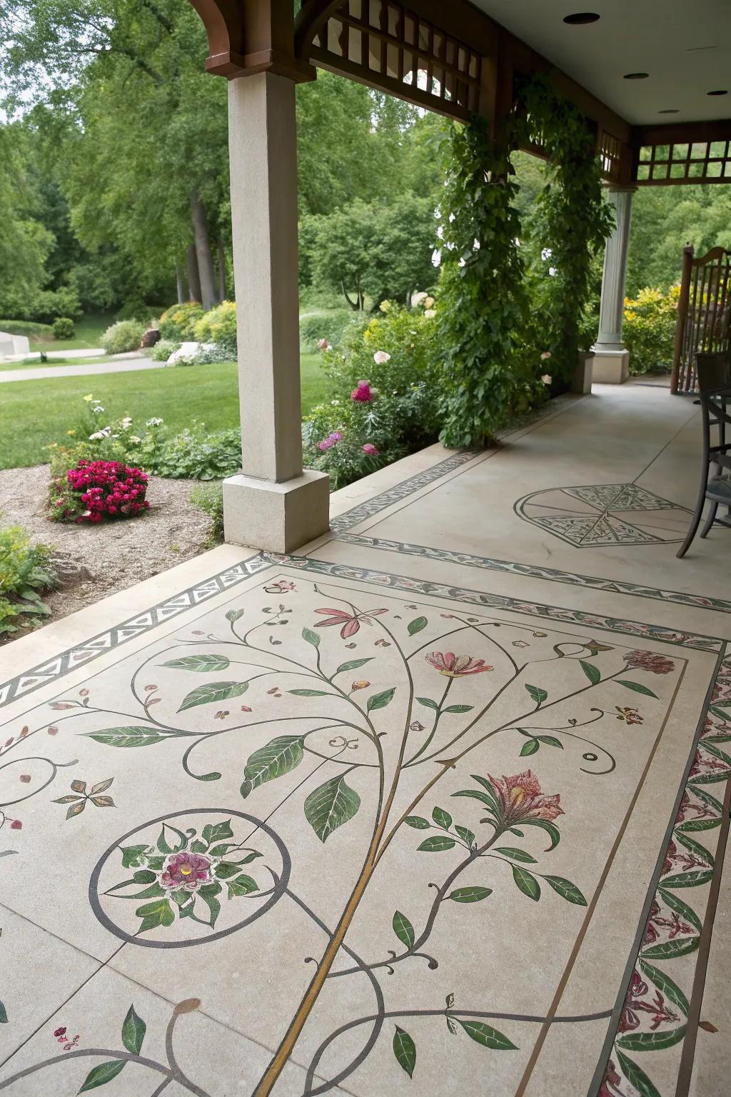 Artistic inlays can personalize your patio with unique designs.