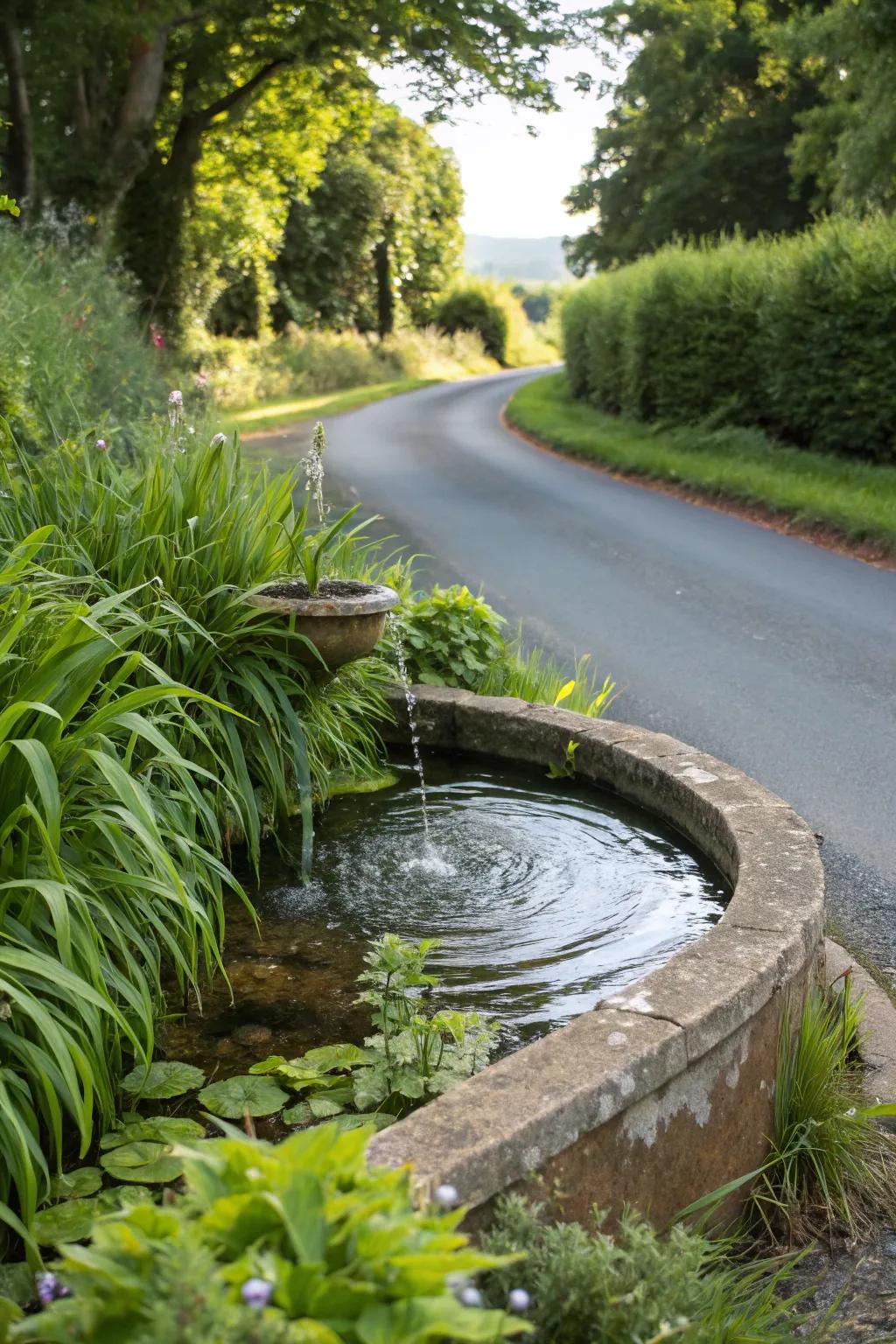 Water features bring tranquility and attract wildlife.