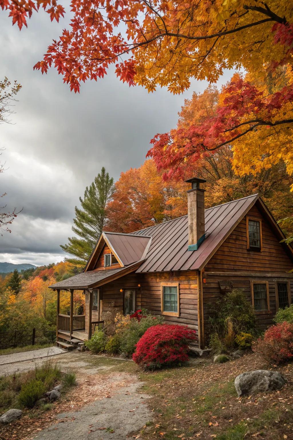 Rustic charm with a copper roof.