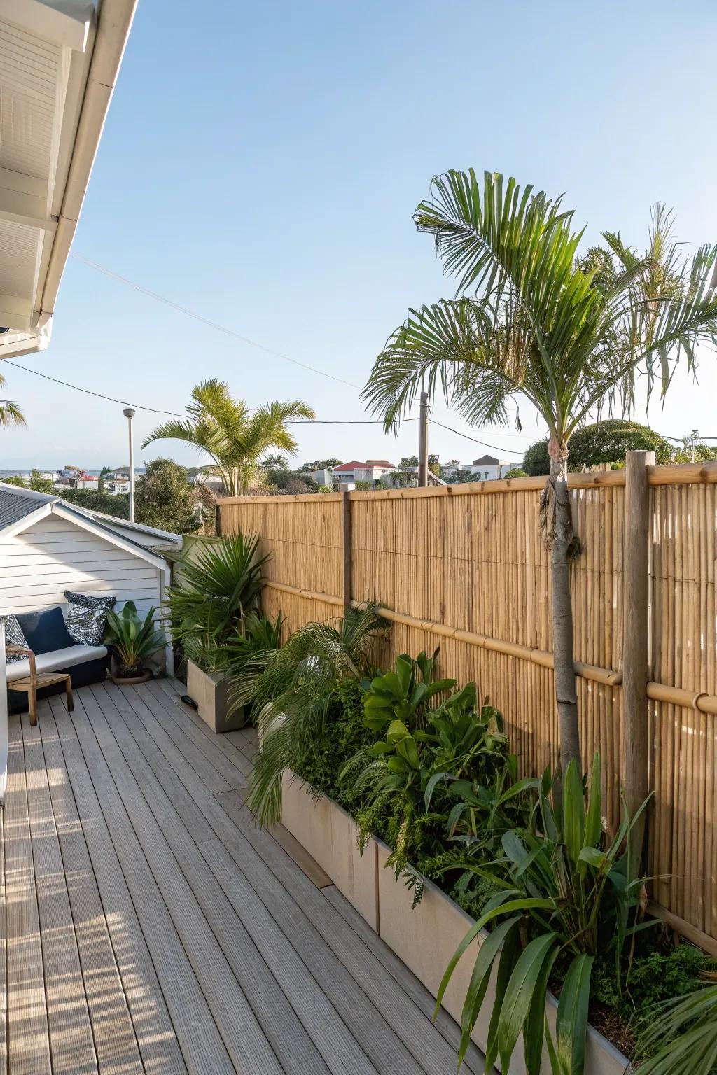 Bamboo fencing offers an exotic touch and privacy.