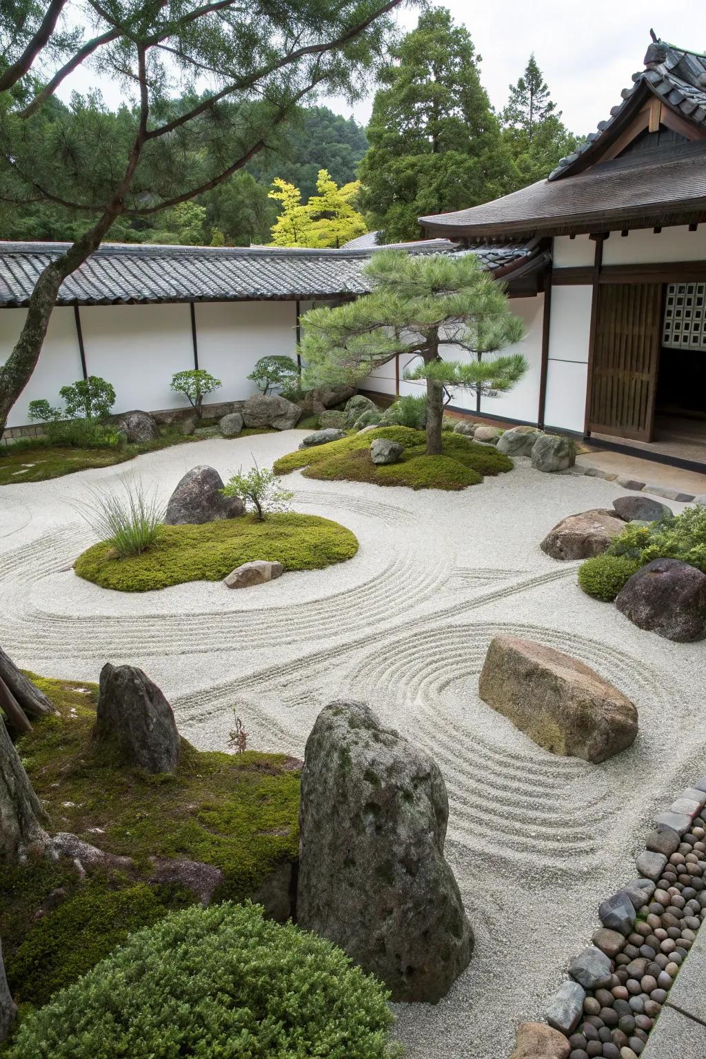 Zen gardens provide a serene escape for meditation and peace.