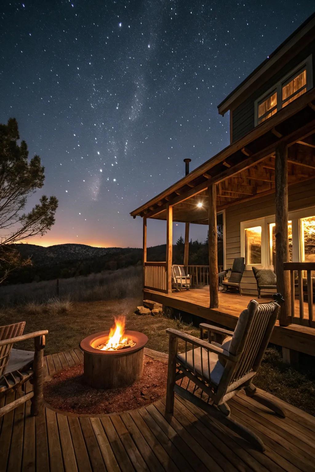 A fire pit is perfect for gatherings and cozy evenings.