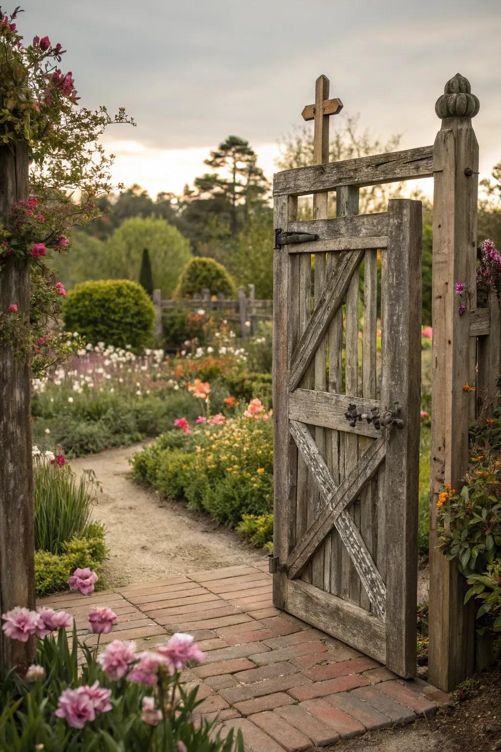 A cross-pattern gate that adds a touch of elegance