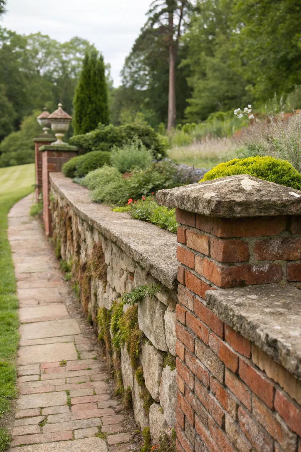 Textured harmony with brick and stone.