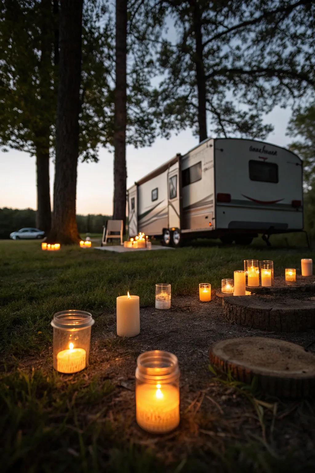 Citronella candles offer ambiance and bug protection.