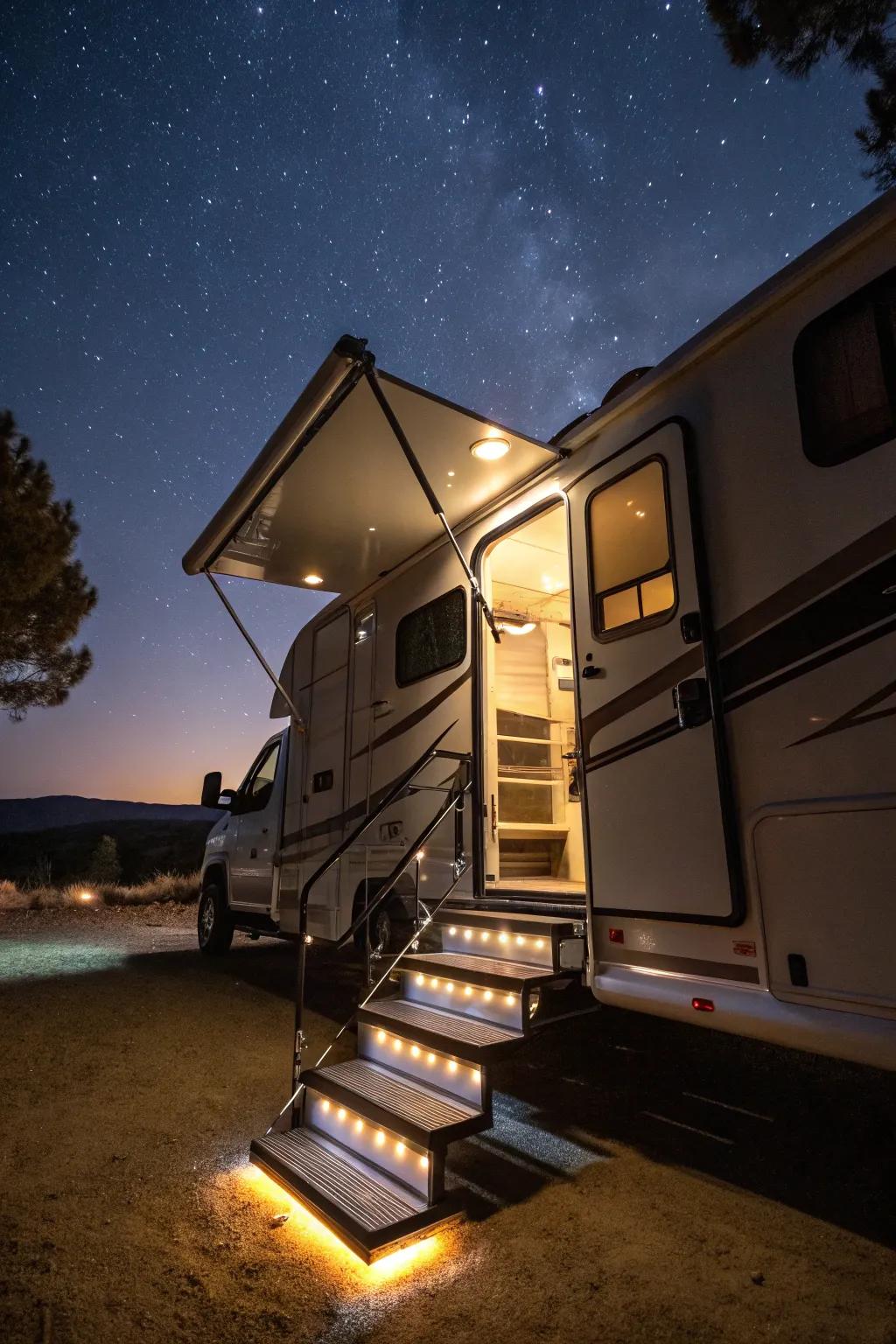 Step lights provide essential safety lighting for your RV.