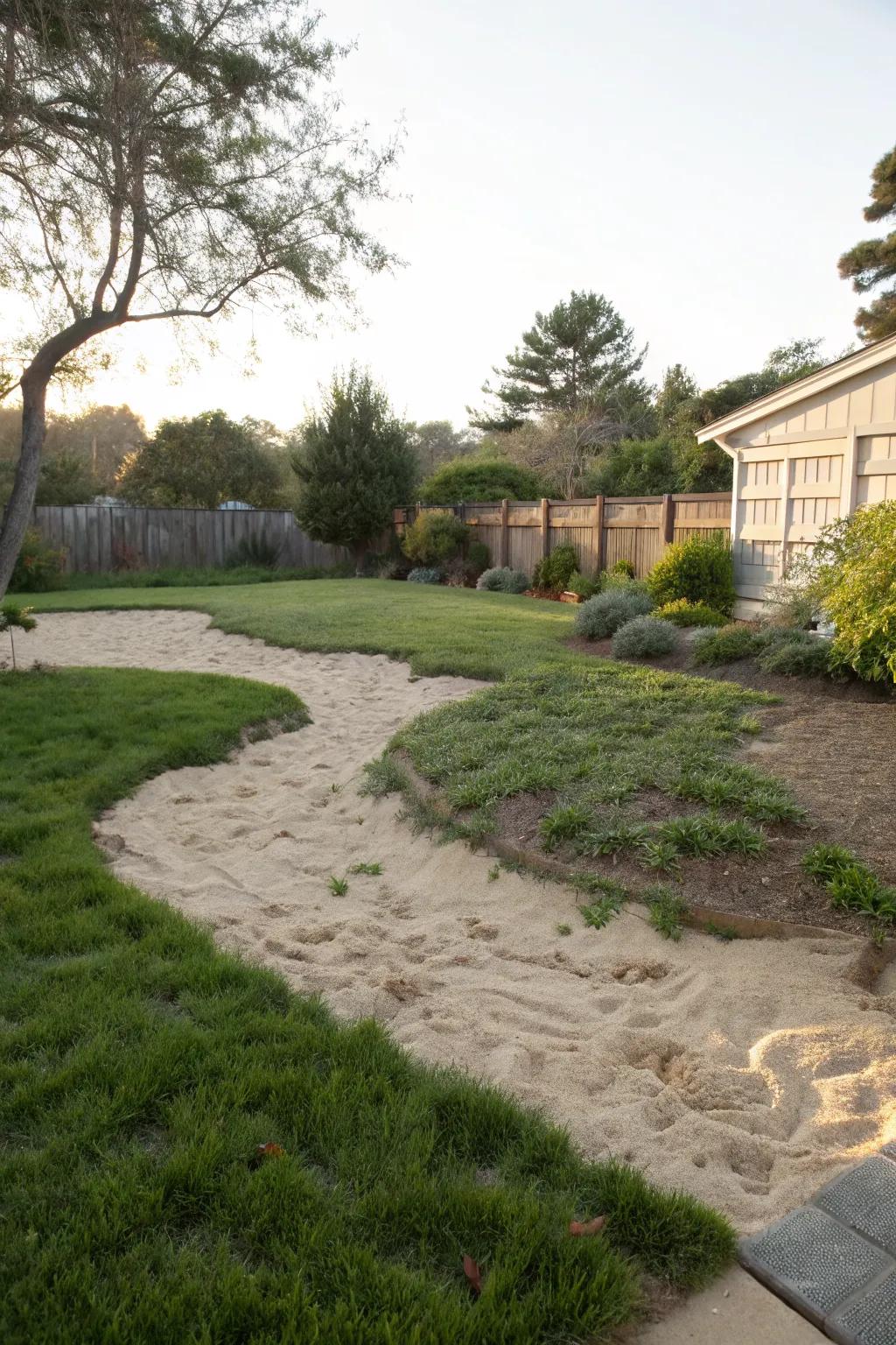 Achieve balance with a sand and grass blend.